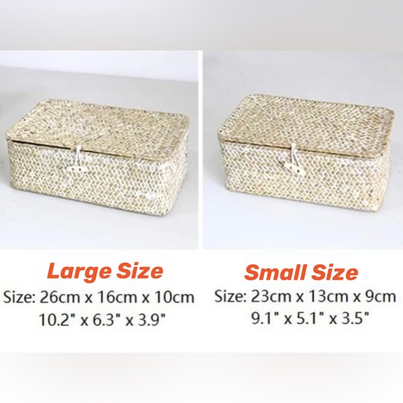 Brand New 2pcs Seagrass Storage Basket Set, Shelf Basket/White - Picture 11 of 11